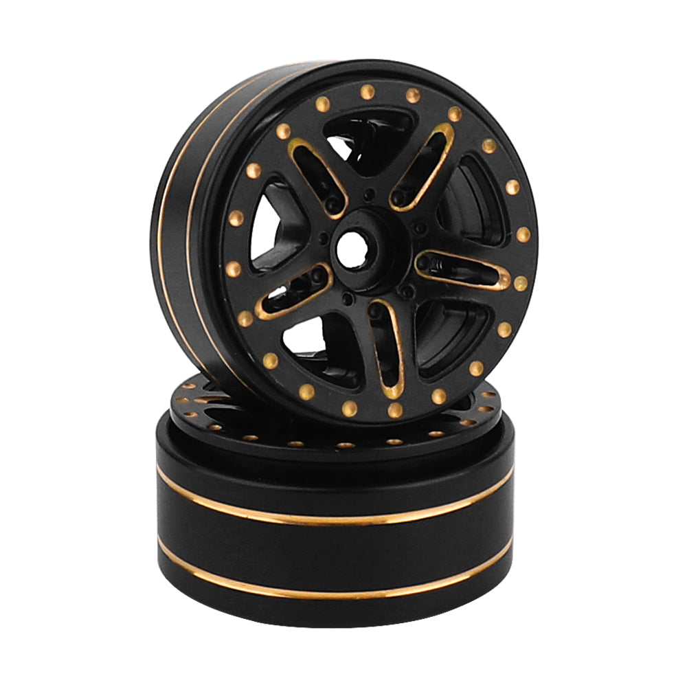 LonZeXy 1/18 1/24 RC Crawler Brass Beadlock Wheel Rims 4Pcs Black Gold Heavy Weight Wheel Hub RC Offroad Upgrade Parts