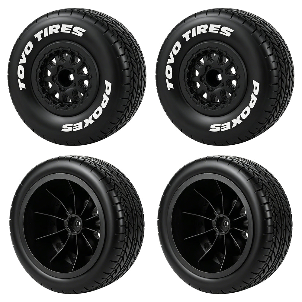 LonZeXy 4PCS DK10 1/10 RC Short Course Truck Wheels Tires Slick Off-Road Rally Racing Tyre Fit Traxxas Mini XRT Flat Ground Wear Resistant RC Buggy RC Model Car Upgrade Rubber Parts