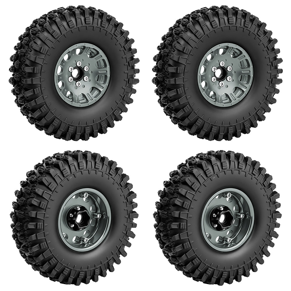 LonZeXy 1.9 Inch CNC Aluminum Beadlock Wheel Rim & Rubber Tire Assembly For 1/10 RC Crawler SCX10 Off-Road Climbing Car RC Upgrade Wheels