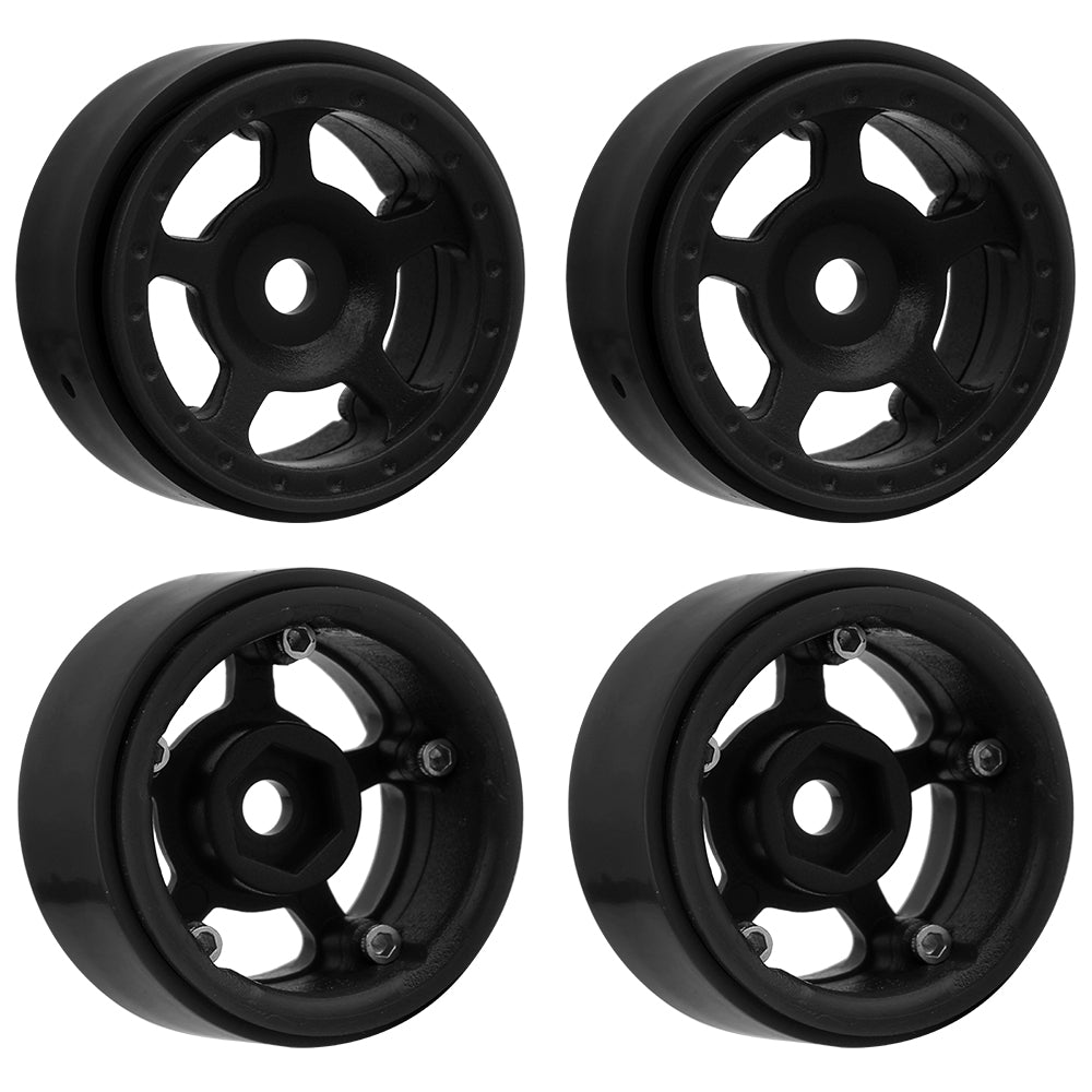 LonZeXy 1.0 inch Plastic Wheel Hub Rims or with Rubber Tires 4PCS For 1/24 SCX24 1/28 RC Off-Road Buggy Mini Model Truck 29.6mm Diameter Colorful RC Car Replacement Parts Style J