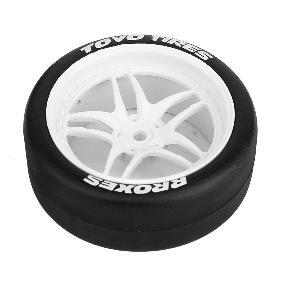 1/10 RC Drift Car Slick Drift Tires With Printed Logo Multi Spoke Plastic Rims 12mm Hex RC Racing Upgrade Parts