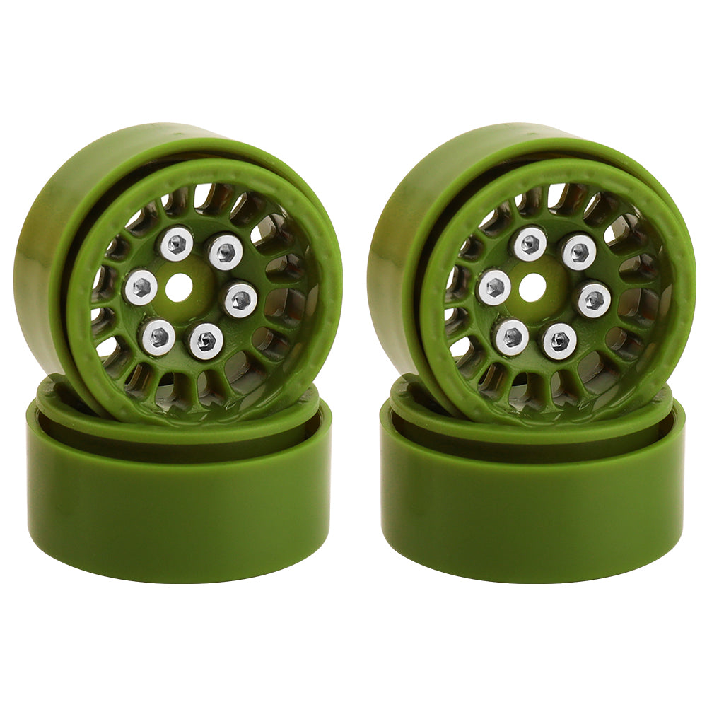 LonZeXy 1.0 inch Plastic Wheel Hub Rims or with Rubber Tires 4PCS For 1/24 SCX24 1/28 RC Off-Road Buggy Mini Model Truck 29.6mm Diameter Colorful RC Car Replacement Parts Style B