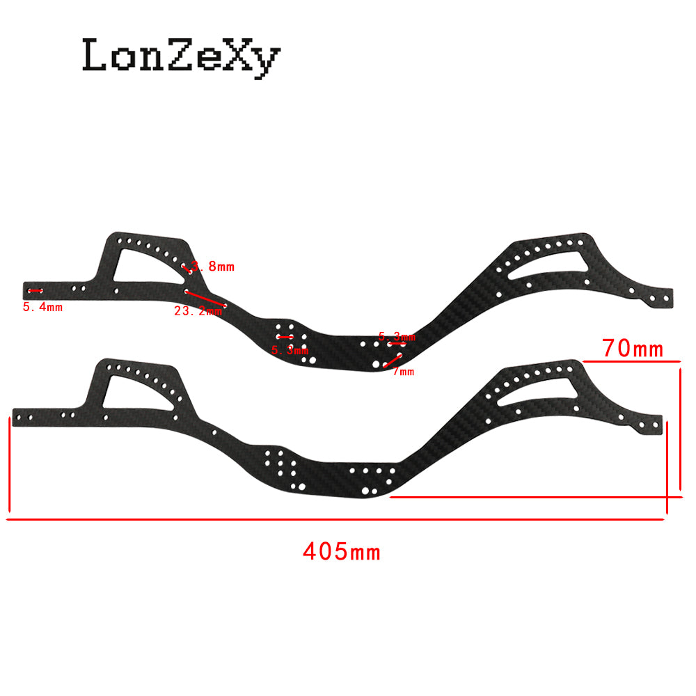 LONZEXY Carbon Fibre Chassis Kit Frame Rails for SCX10 PRO