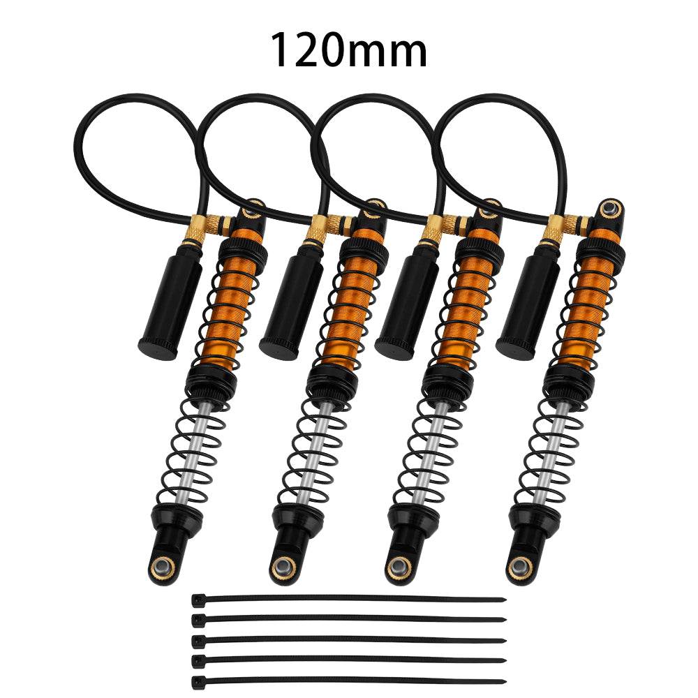 LonZeXy 4PCS Remote Reservoir Dual Spring Negative Pressure Shock Absorber 70/80/90/100/110/120mm Oil Damper For Axial SCX10 TRX4 TRX6 Wraith 1/10 RC Crawler Upgrade Parts