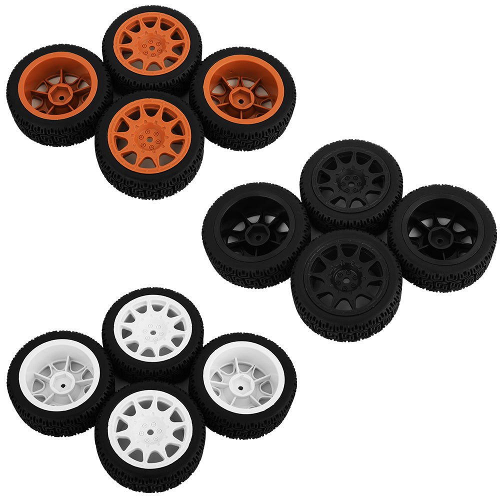 4Pcs 70mm RC Car Rally Tires Type C Nylon Wheel Rims Maze Pattern Rubber Tyres for 1/10 Tamiya TT01 XV02 Kyosho FW06 HSP 94123 On Road Touring Car Upgrade Parts