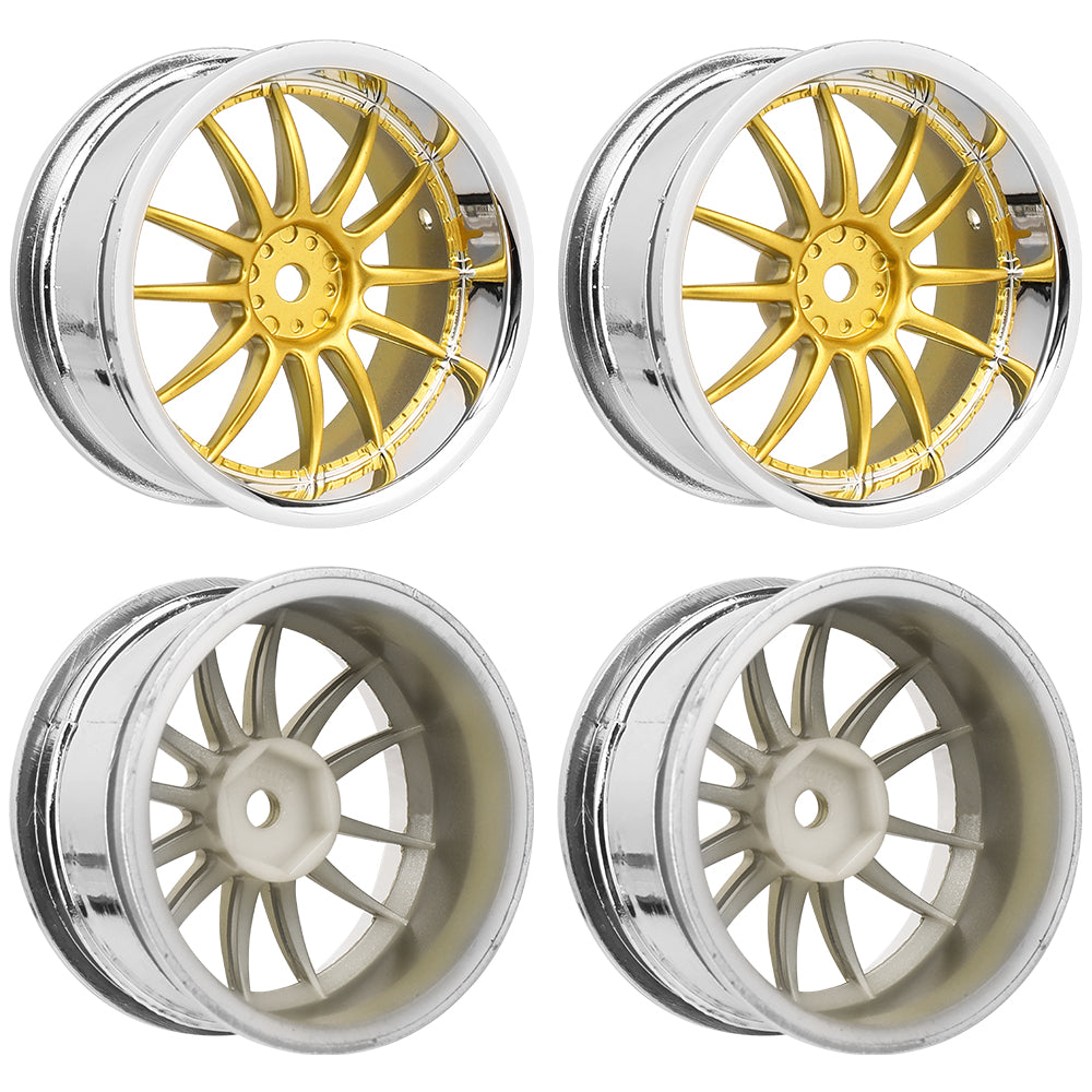 1/10 RC On-Road Drift Car Electroplated Plastic Wheel Rims 4 Styles Multi Color 12mm Hex Empty Hubs RC Modification Parts
