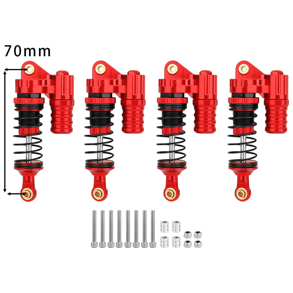 LonZeXy 4PCS 1/10 RC Crawler Piggyback Oil Shock Absorber 70/80/90/100/110/120mm Dual Spring Adjustable Damper For Axial SCX10 TRX4 D90 RC Off-Road Car Upgrade Parts