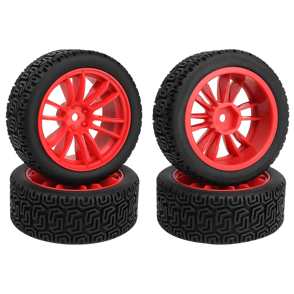 1/10 RC On-Road Buggy Wheels 34.6g All-Terrain Pattern Rubber Tires Multi Color Plastic Rims 12mm Hex RC Upgrade Parts