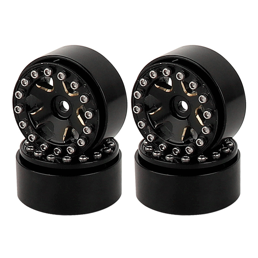 LonZeXy 1/18 1/24 RC Crawler Brass Wheel Rims 4Pcs Black Gold Heavy Weight Wheel Hub with Rubber Tires RC Car Upgrade Parts