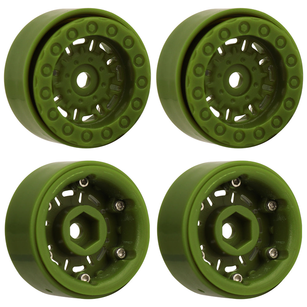 LonZeXy 1.0 inch Plastic Wheel Hub Rims or with Rubber Tires 4PCS For 1/24 SCX24 1/28 RC Off-Road Buggy Mini Model Truck 29.6mm Diameter Colorful RC Car Replacement Parts Style F