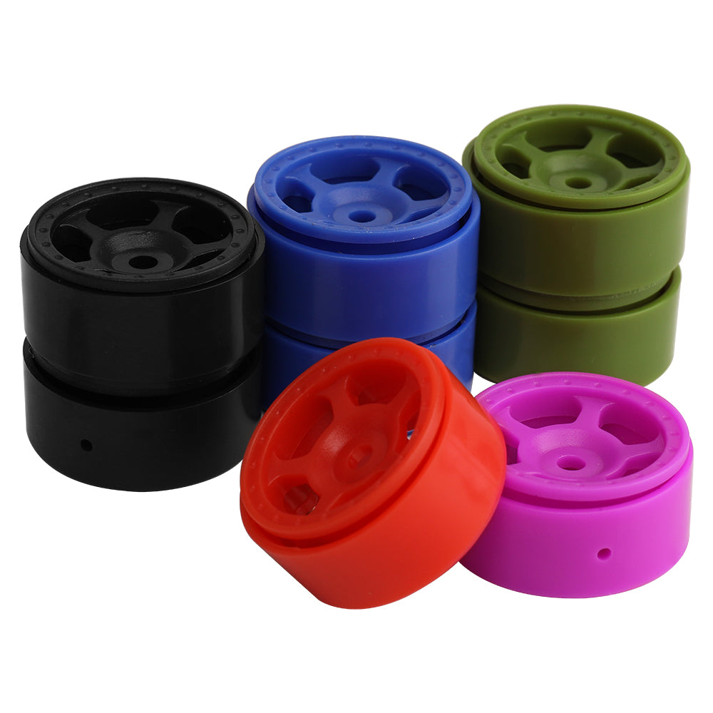 LonZeXy 1.0 inch Plastic Wheel Hub Rims or with Rubber Tires 4PCS For 1/24 SCX24 1/28 RC Off-Road Buggy Mini Model Truck 29.6mm Diameter Colorful RC Car Replacement Parts Style J