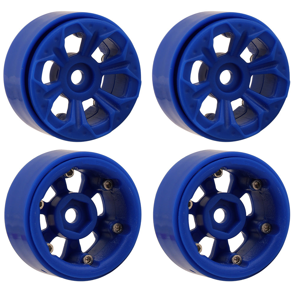LonZeXy 1.0 inch Plastic Wheel Hub Rims or with Rubber Tires 4PCS For 1/24 SCX24 1/28 RC Off-Road Buggy Mini Model Truck 29.6mm Diameter Colorful RC Car Replacement Parts Style G
