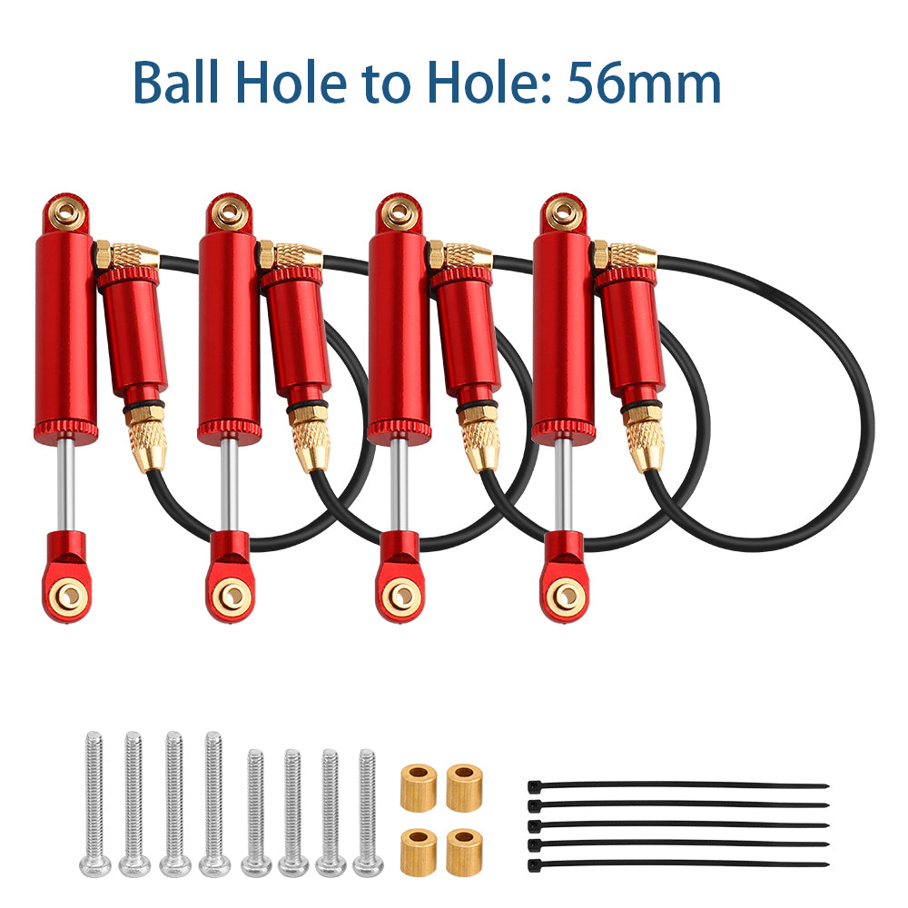 LonZeXy 4PCS Remote Reservoir Negative Pressure Shock Absorber 56/63/68/75/80mm Oil Damper For Traxxas TRX4M 1/18 RC Crawler Car Upgrade Aluminum Suspension Parts