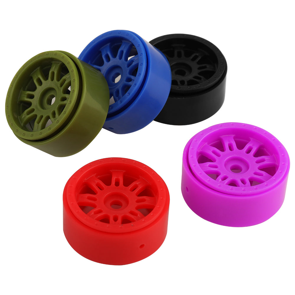 LonZeXy 1.0 inch Plastic Wheel Hub Rims or with Rubber Tires 4PCS For 1/24 SCX24 1/28 RC Off-Road Buggy Mini Model Truck 29.6mm Diameter Colorful RC Car Replacement Parts Style H