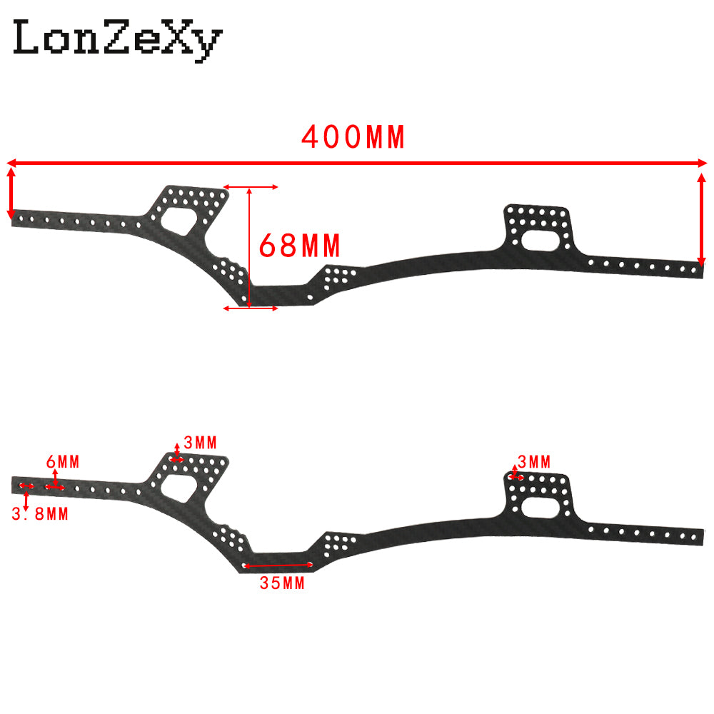 LONZEXY Carbon Fiber Frame Rails 1/10 LCG SCX10 I II