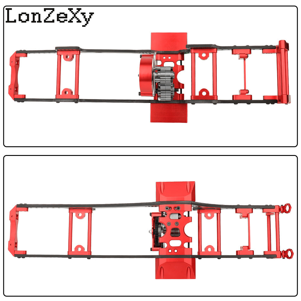 LONZEXY Fiber Frame Rails+Front Bumper Pull Rod Coupler Refit Set for SCX10 II