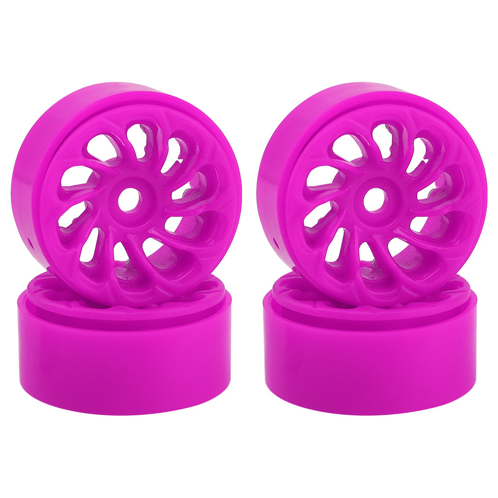 LonZeXy 1.0 inch Plastic Wheel Hub Rims or with Rubber Tires 4PCS For 1/24 SCX24 1/28 RC Off-Road Buggy Mini Model Truck 29.6mm Diameter Colorful RC Car Replacement Parts Style O