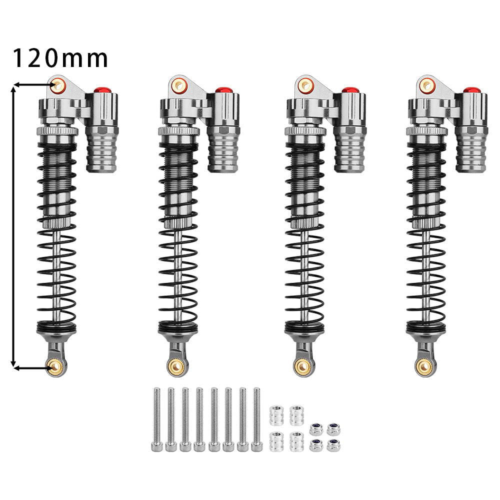LonZeXy 4PCS 1/10 RC Crawler Piggyback Oil Shock Absorber 70/80/90/100/110/120mm Dual Spring Adjustable Damper For Axial SCX10 TRX4 D90 RC Off-Road Car Upgrade Parts