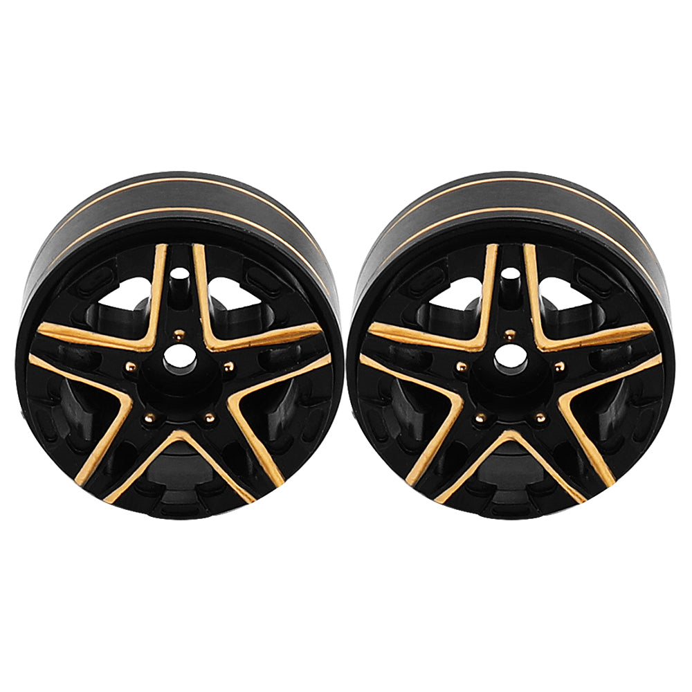 LonZeXy Weighted Brass Wheel Rims 4Pcs Black Gold Style For 1/18 1/24 RC Crawler, 55mm Rubber Tyres Offroad Model Upgrade