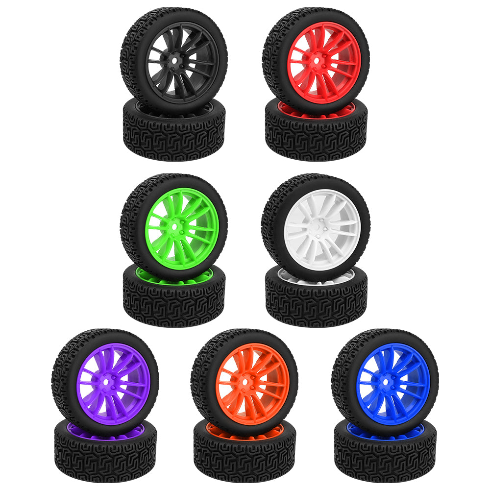 1/10 RC On-Road Buggy Wheels 34.6g All-Terrain Pattern Rubber Tires Multi Color Plastic Rims 12mm Hex RC Upgrade Parts