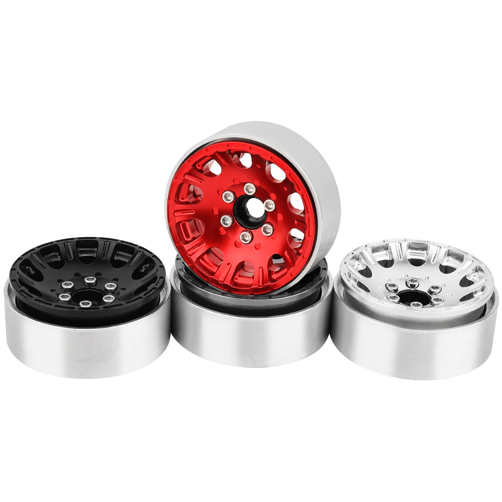 LonZeXy 1.9 Inch CNC Aluminum Beadlock Wheel Rim & Rubber Tire Assembly For 1/10 RC Crawler SCX10 Off-Road Climbing Car RC Upgrade Wheels