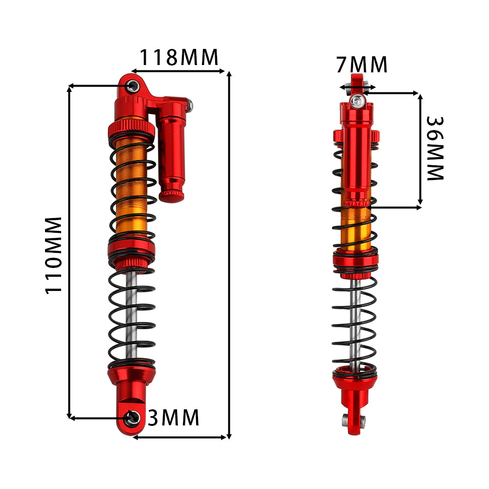 LonZeXy 4PCS 1/10 RC Crawler Piggyback Oil Shock Absorber 70/80/90/100/110/120mm Adjustable Damper For Axial SCX10 TRX4 D90 RC Off-Road Car Upgrade Parts