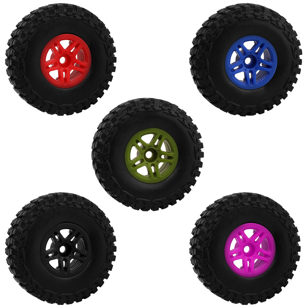 LonZeXy 1.0 inch Plastic Wheel Hub Rims or with Rubber Tires 4PCS For 1/24 SCX24 1/28 RC Off-Road Buggy Mini Model Truck 29.6mm Diameter Colorful RC Car Replacement Parts Style M