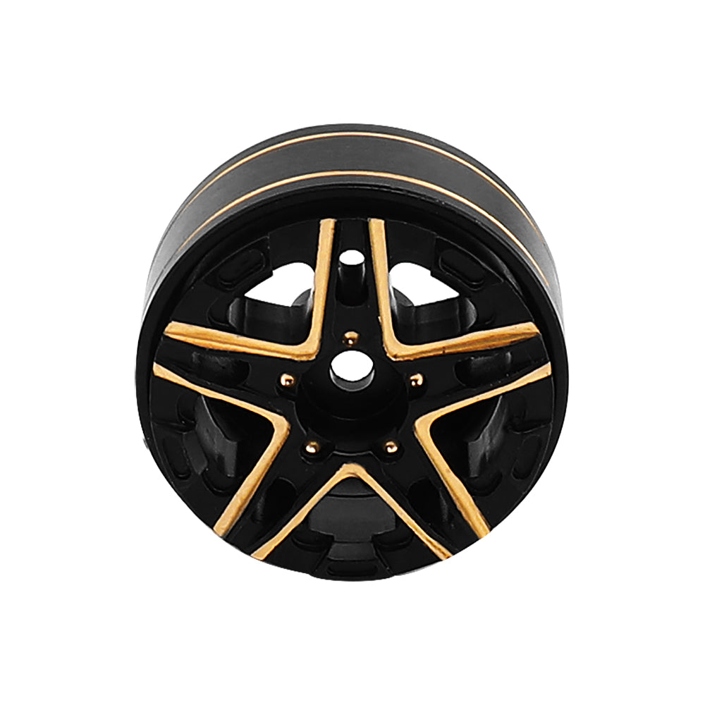 LonZeXy Weighted Brass Wheel Rims 4Pcs Black Gold Style For 1/18 1/24 RC Crawler, 55mm Rubber Tyres Offroad Model Upgrade
