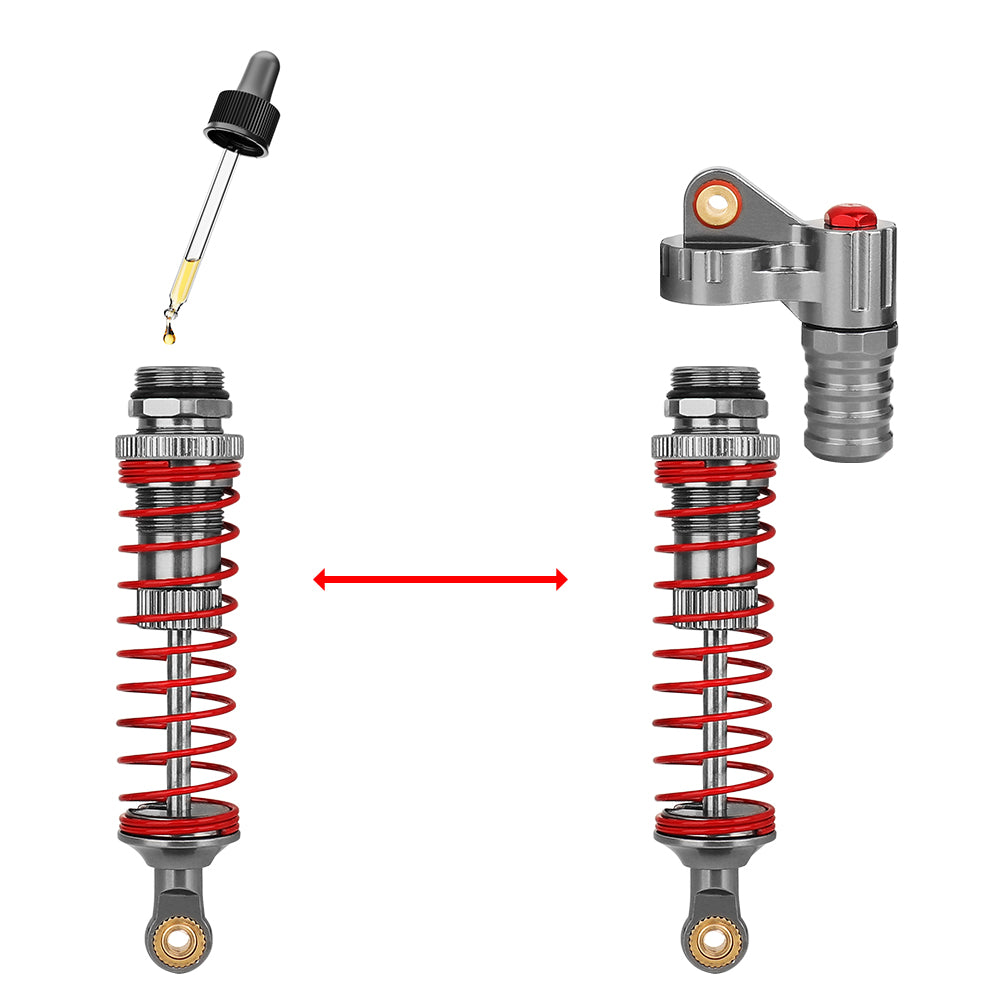 LonZeXy 4PCS 1/10 RC Crawler Piggyback Oil Shock Absorber 70/80/90/100/110/120mm Dual Spring Adjustable Damper For Axial SCX10 TRX4 D90 RC Off-Road Car Upgrade Parts