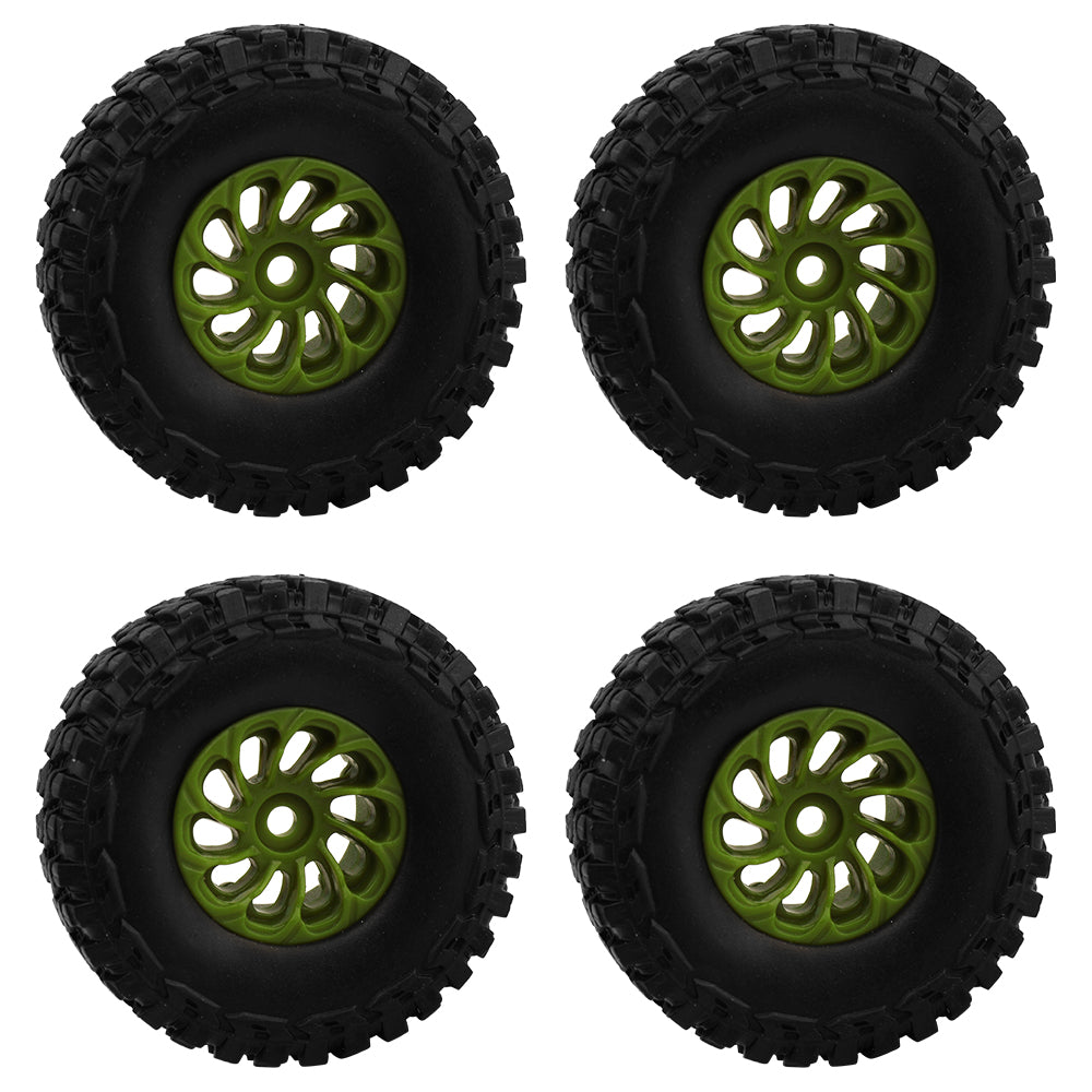 LonZeXy 1.0 inch Plastic Wheel Hub Rims or with Rubber Tires 4PCS For 1/24 SCX24 1/28 RC Off-Road Buggy Mini Model Truck 29.6mm Diameter Colorful RC Car Replacement Parts Style P