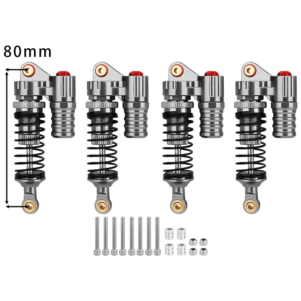 LonZeXy 4PCS 1/10 RC Crawler Piggyback Oil Shock Absorber 70/80/90/100/110/120mm Dual Spring Adjustable Damper For Axial SCX10 TRX4 D90 RC Off-Road Car Upgrade Parts
