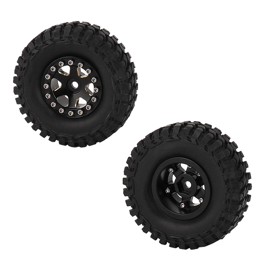 LonZeXy 1/18 1/24 RC Crawler Brass Wheel Rims 4Pcs Black Gold Heavy Weight Wheel Hub with Rubber Tires RC Car Upgrade Parts