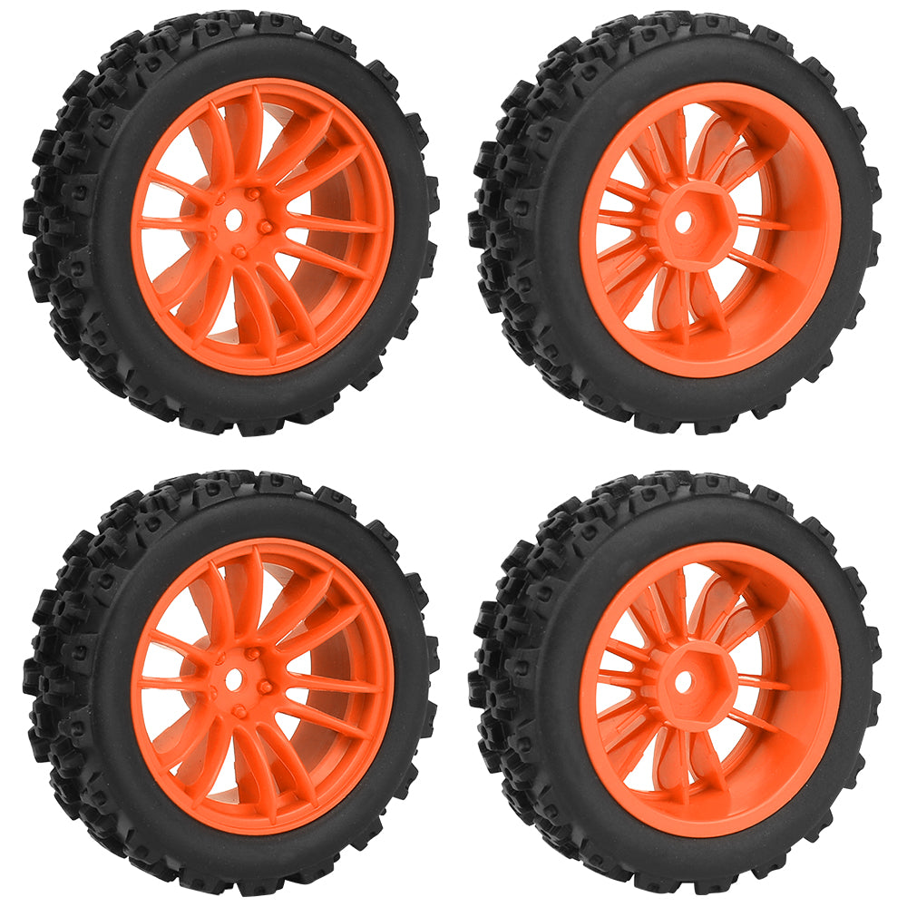 1/10 RC Off-Road Buggy Wheels 34.2g Knobby All-Terrain Rubber Tires Multi Color Plastic Rims 12mm Hex RC Upgrade Parts