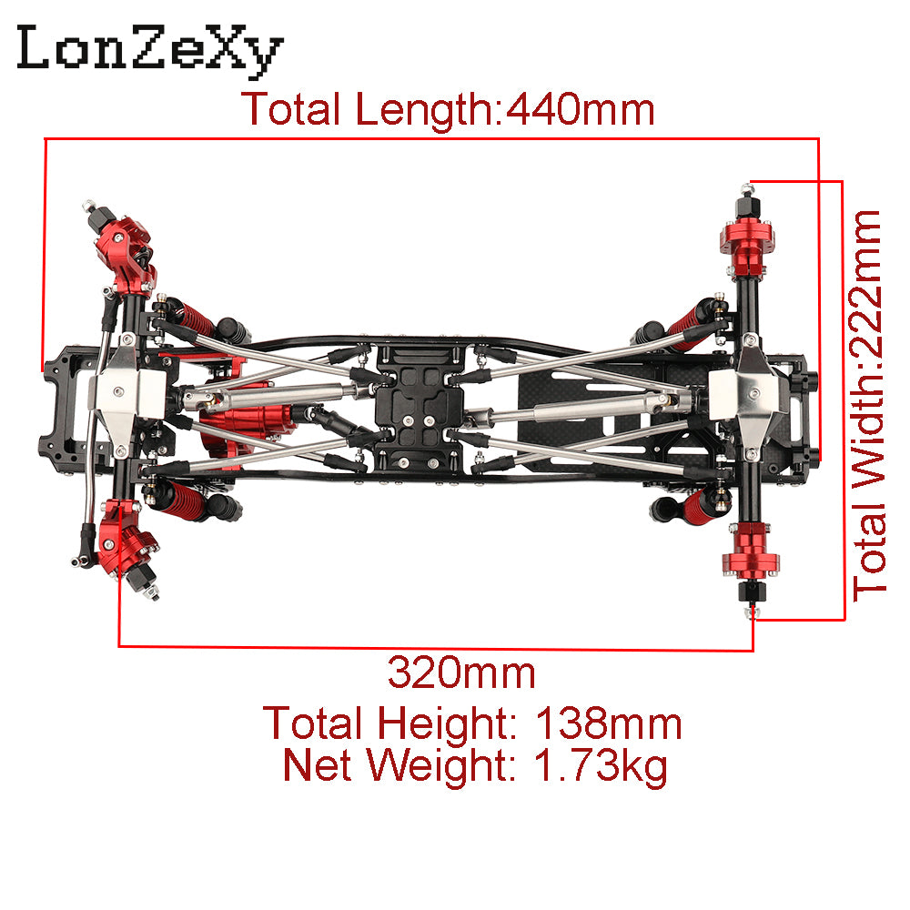 LONZEXY Frame Set Wheelbase 313mm with 2 Speed Transmission For SCX10 II