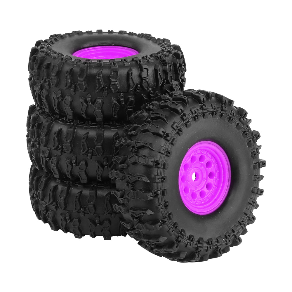 LonZeXy 1.0 inch Plastic Wheel Hub Rims or with Rubber Tires 4PCS For 1/24 SCX24 1/28 RC Off-Road Buggy Mini Model Truck 29.6mm Diameter Colorful RC Car Replacement Parts Style A