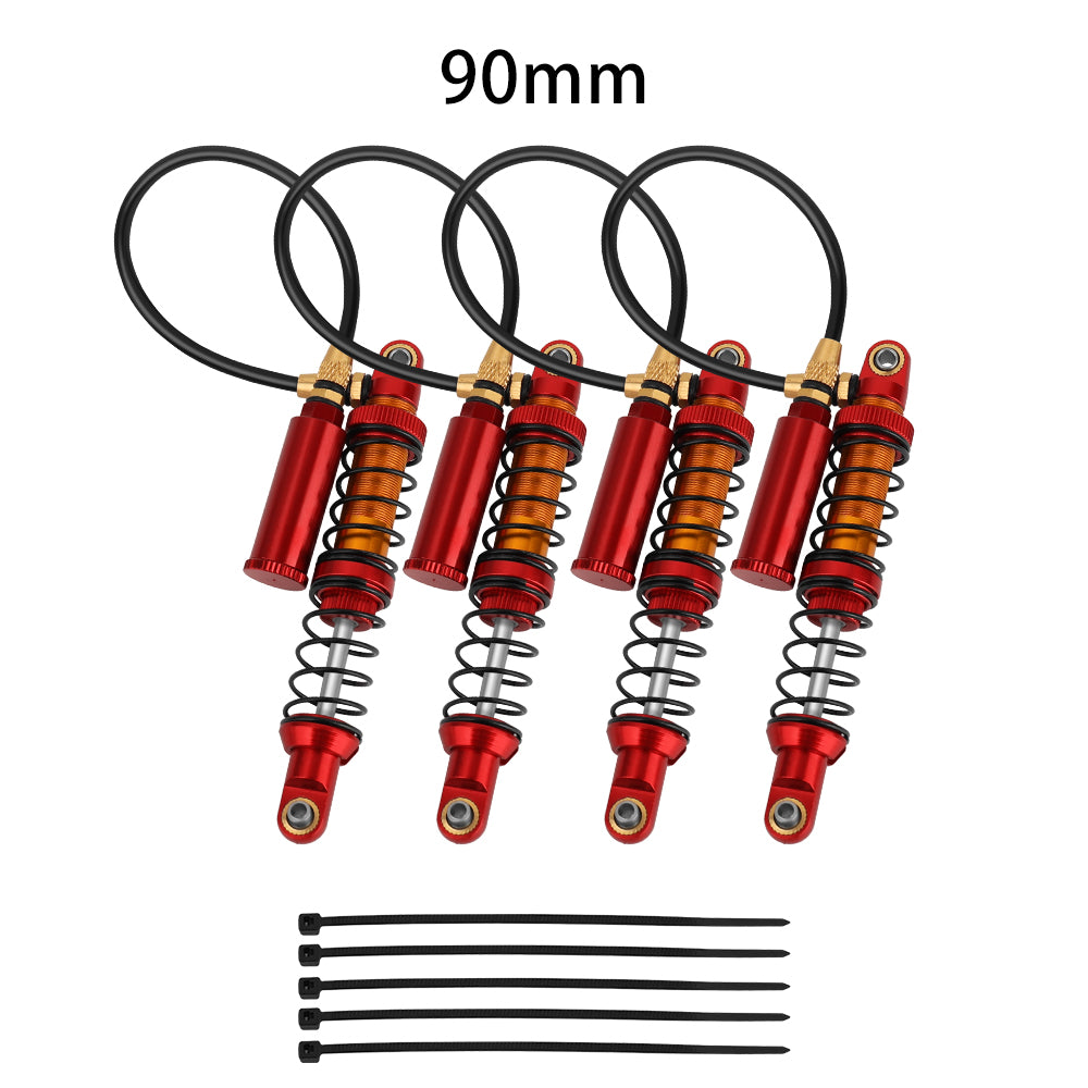 LonZeXy 4PCS Remote Reservoir Dual Spring Negative Pressure Shock Absorber 70/80/90/100/110/120mm Oil Damper For Axial SCX10 TRX4 TRX6 Wraith 1/10 RC Crawler Upgrade Parts