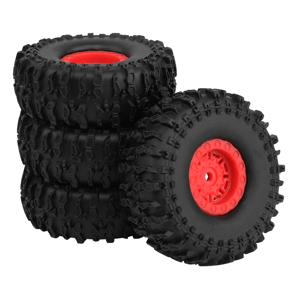 LonZeXy 1.0 inch Plastic Wheel Hub Rims or with Rubber Tires 4PCS For 1/24 SCX24 1/28 RC Off-Road Buggy Mini Model Truck 29.6mm Diameter Colorful RC Car Replacement Parts Style F