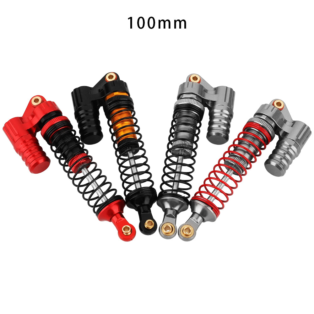LonZeXy 4PCS 1/10 RC Crawler Piggyback Oil Shock Absorber 70/80/90/100/110/120mm Dual Spring Adjustable Damper For Axial SCX10 TRX4 D90 RC Off-Road Car Upgrade Parts