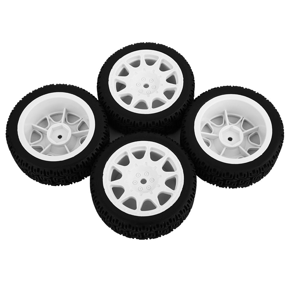 4Pcs 70mm RC Car Rally Tires Type C Nylon Wheel Rims Maze Pattern Rubber Tyres for 1/10 Tamiya TT01 XV02 Kyosho FW06 HSP 94123 On Road Touring Car Upgrade Parts