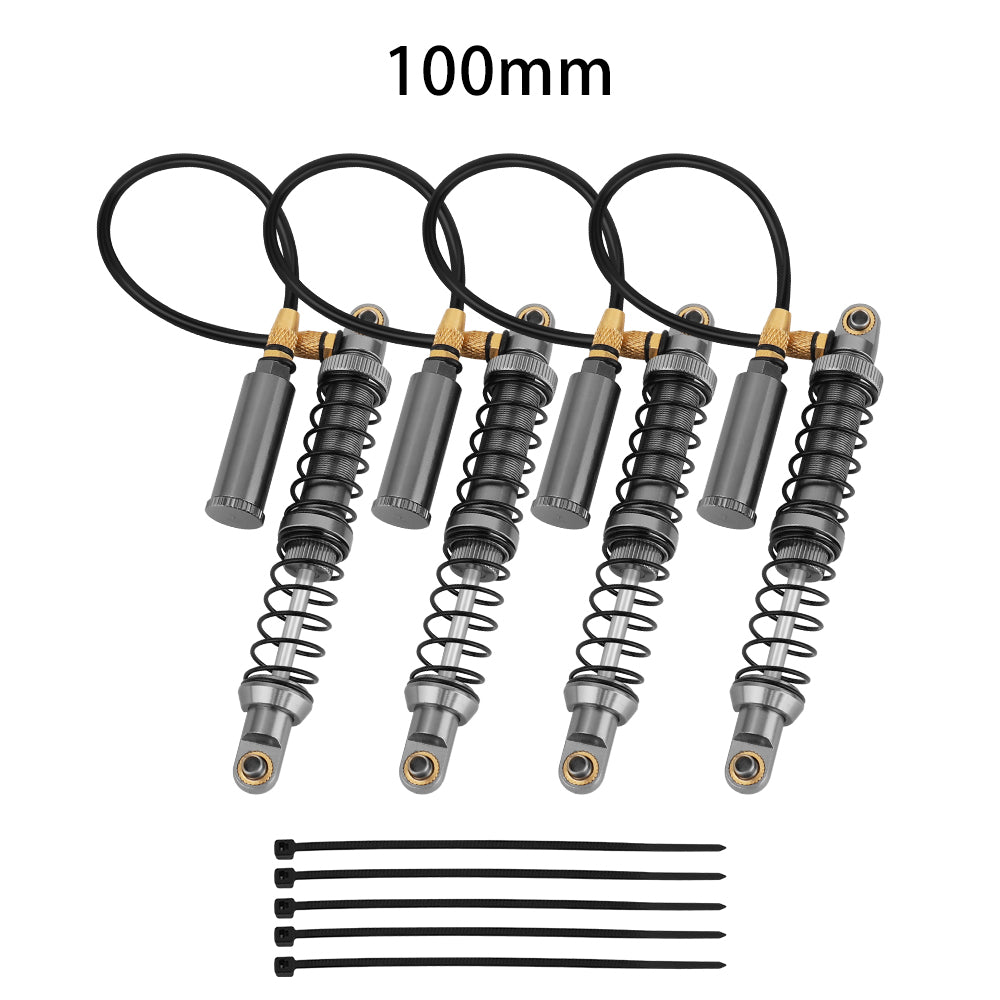LonZeXy 4PCS Remote Reservoir Dual Spring Negative Pressure Shock Absorber 70/80/90/100/110/120mm Oil Damper For Axial SCX10 TRX4 TRX6 Wraith 1/10 RC Crawler Upgrade Parts