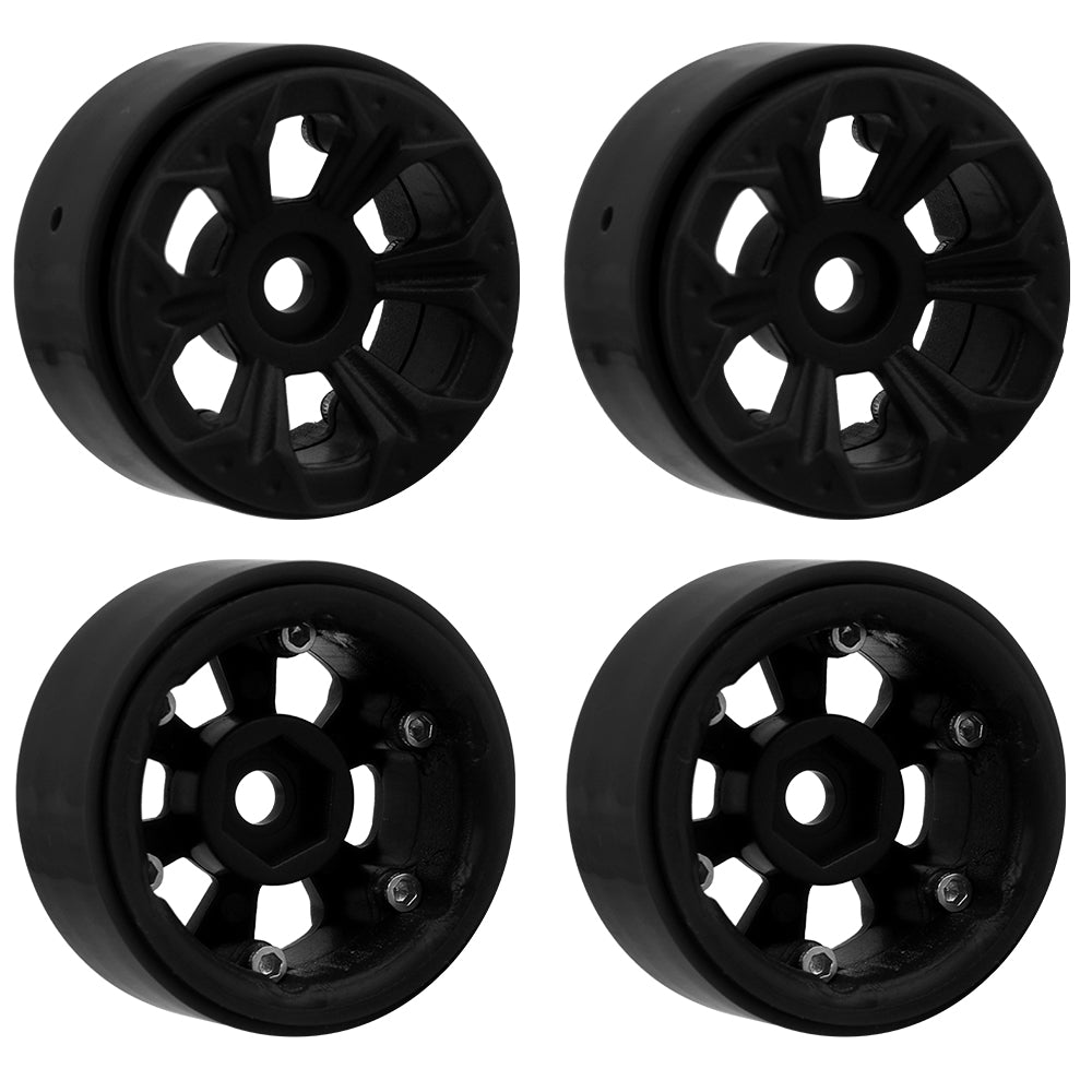 LonZeXy 1.0 inch Plastic Wheel Hub Rims or with Rubber Tires 4PCS For 1/24 SCX24 1/28 RC Off-Road Buggy Mini Model Truck 29.6mm Diameter Colorful RC Car Replacement Parts Style G