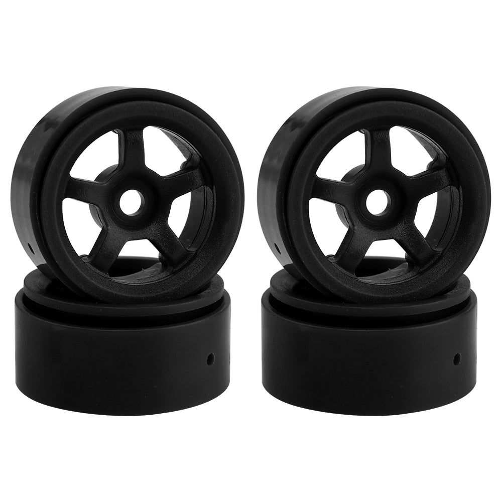 LonZeXy 1.0 inch Plastic Wheel Hub Rims or with Rubber Tires 4PCS For 1/24 SCX24 1/28 RC Off-Road Buggy Mini Model Truck 29.6mm Diameter Colorful RC Car Replacement Parts Style I