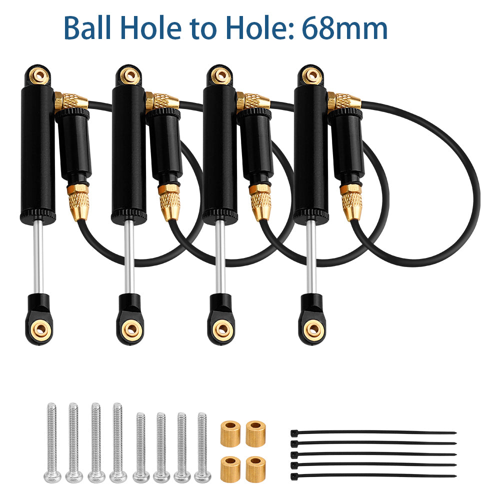 LonZeXy 4PCS Remote Reservoir Negative Pressure Shock Absorber 56/63/68/75/80mm Oil Damper For Traxxas TRX4M 1/18 RC Crawler Car Upgrade Aluminum Suspension Parts