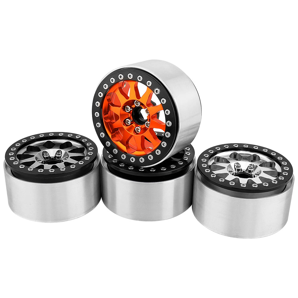 LonZeXy 2.2 Inch CNC Aluminum Beadlock Wheel Rims 110.5g 64.5×35mm For 1/10 RC Crawler Axial SCX10 II TRX4 RC Off‑Road Car Upgrade Replacement Hubs