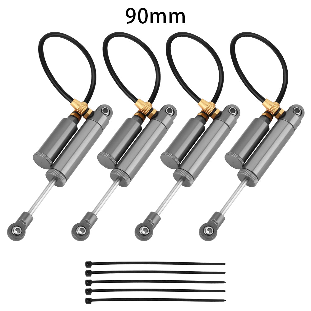 LonZeXy 4PCS Remote Reservoir Negative Pressure Shock Absorber 70/80/90/100/110mm Oil Damper For Axial SCX10 TRX4 TRX6 Wraith 1/10 RC Crawler Upgrade Parts