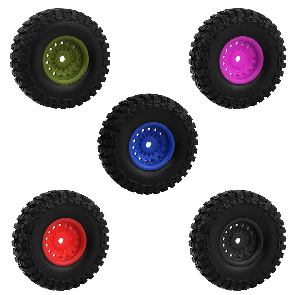 LonZeXy 1.0 inch Plastic Wheel Hub Rims or with Rubber Tires 4PCS For 1/24 SCX24 1/28 RC Off-Road Buggy Mini Model Truck 29.6mm Diameter Colorful RC Car Replacement Parts Style D