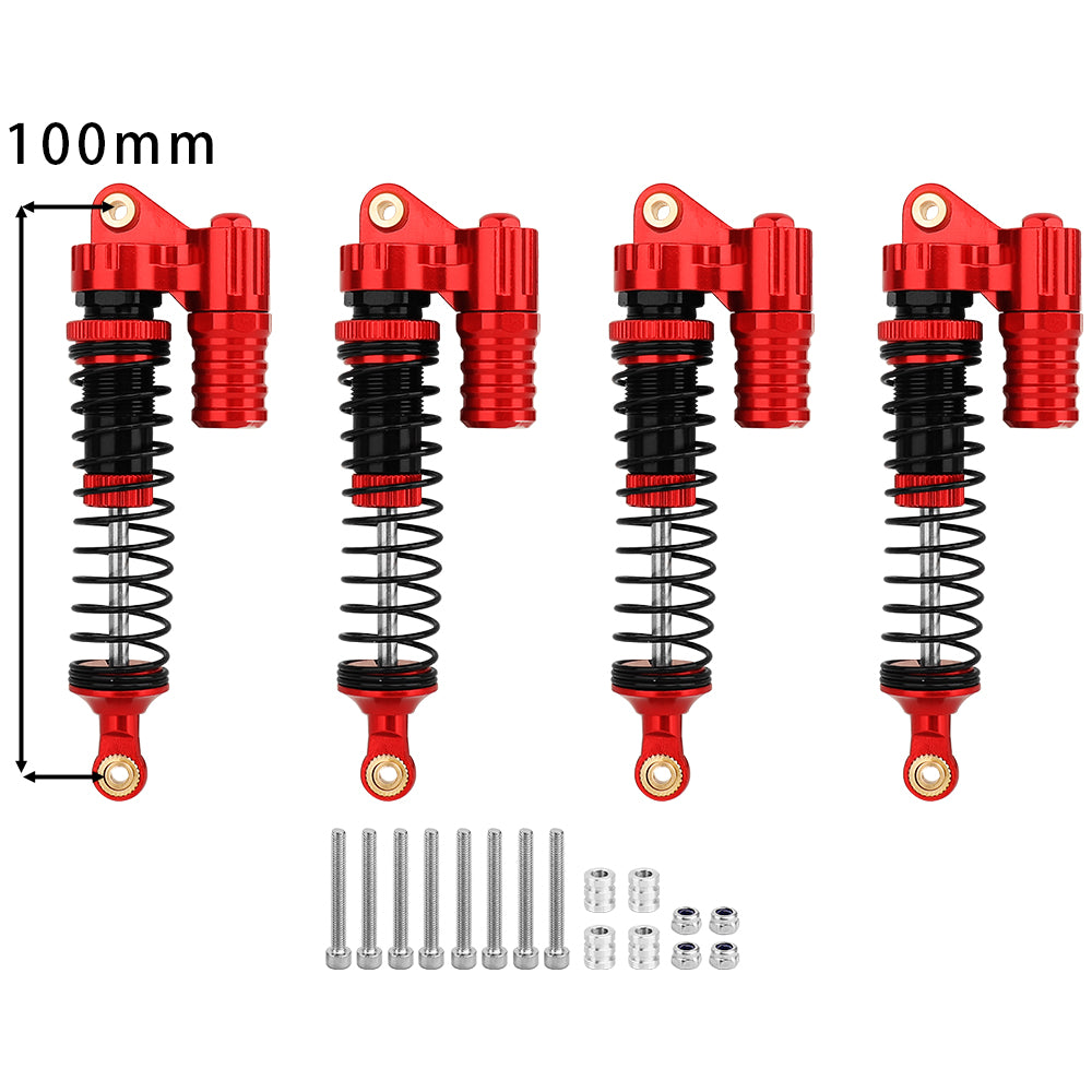 LonZeXy 4PCS 1/10 RC Crawler Piggyback Oil Shock Absorber 70/80/90/100/110/120mm Dual Spring Adjustable Damper For Axial SCX10 TRX4 D90 RC Off-Road Car Upgrade Parts