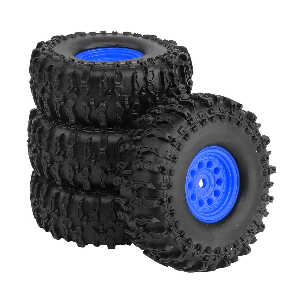 LonZeXy 1.0 inch Plastic Wheel Hub Rims or with Rubber Tires 4PCS For 1/24 SCX24 1/28 RC Off-Road Buggy Mini Model Truck 29.6mm Diameter Colorful RC Car Replacement Parts Style A