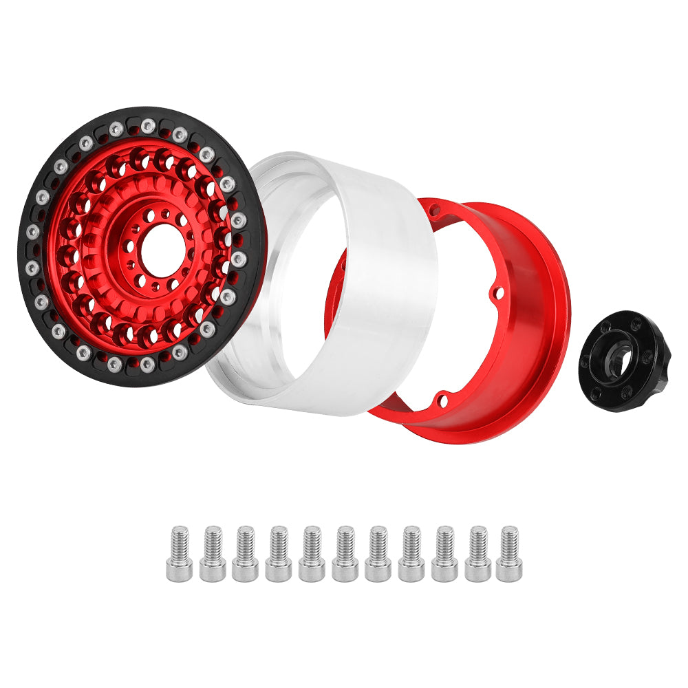 LonZeXy 2.2 Inch CNC Aluminum Beadlock Wheel Rims 114.8g For 1/10 RC Crawler, Replacement Wheel Hub For SCX10 TRX4