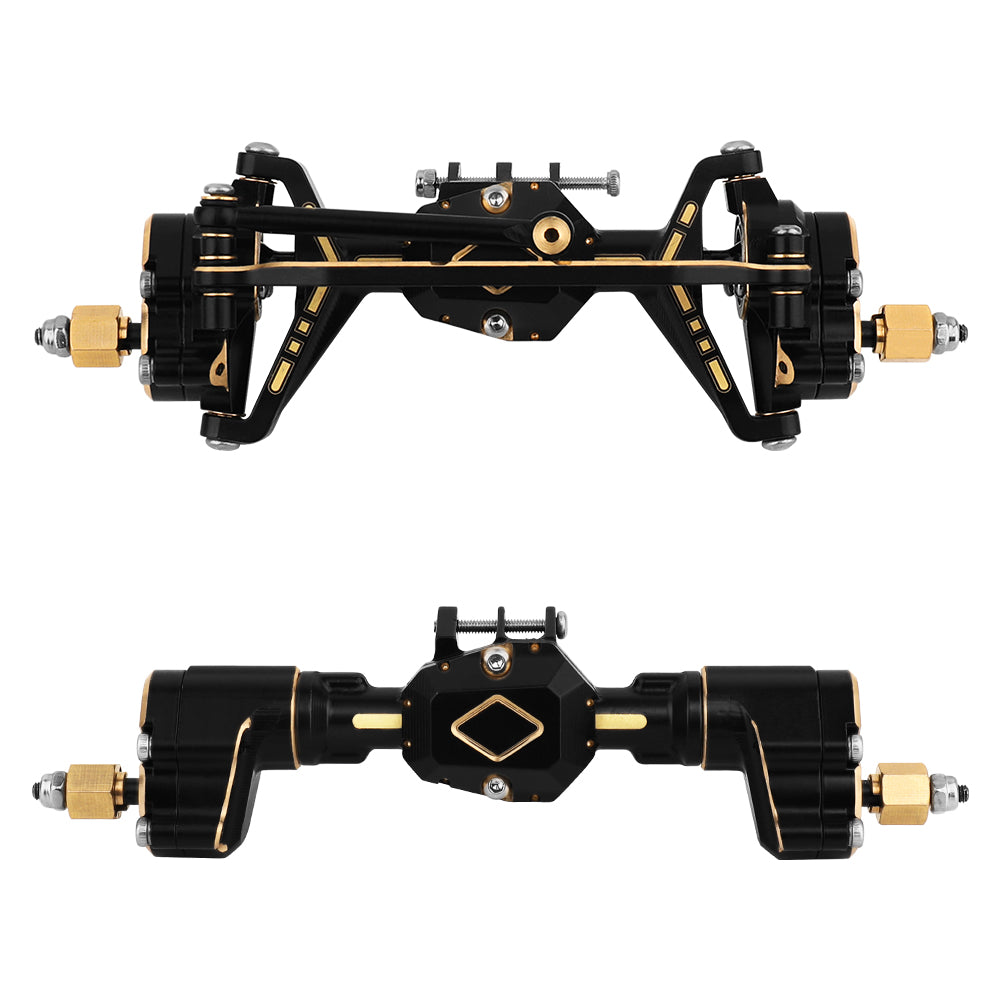 1/18 RC Brass Complete Portal Axle Assembly For Redcat Ascent 18 Crawler,Front 163.1g Rear 130g Upgrade Replacement Parts Black‑Gold